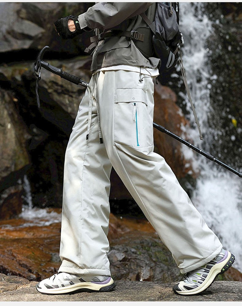Calças de inverno masculinas para caminhada, impermeáveis, à prova de vento, calças de montanhismo, para manter aquecido, acampamento, trekking, esqui, calças com bolso com zíper
