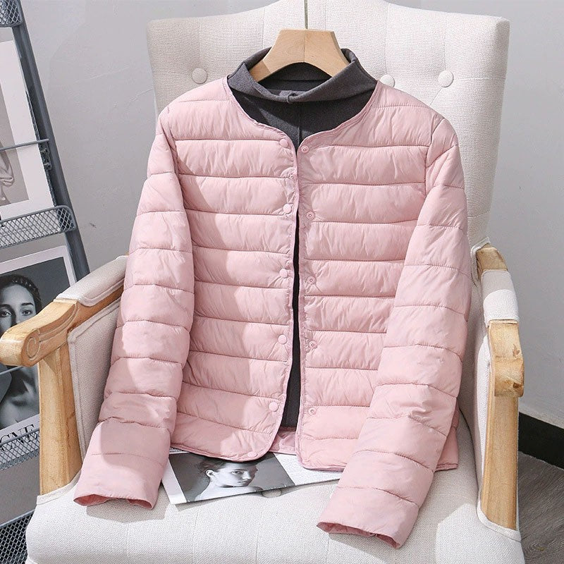 2025 New Lightweight Down Cotton Coat Women Autumn Winter Long Sleeve Slim Warm Parkas Female Portable Packable Ski Short Jacket