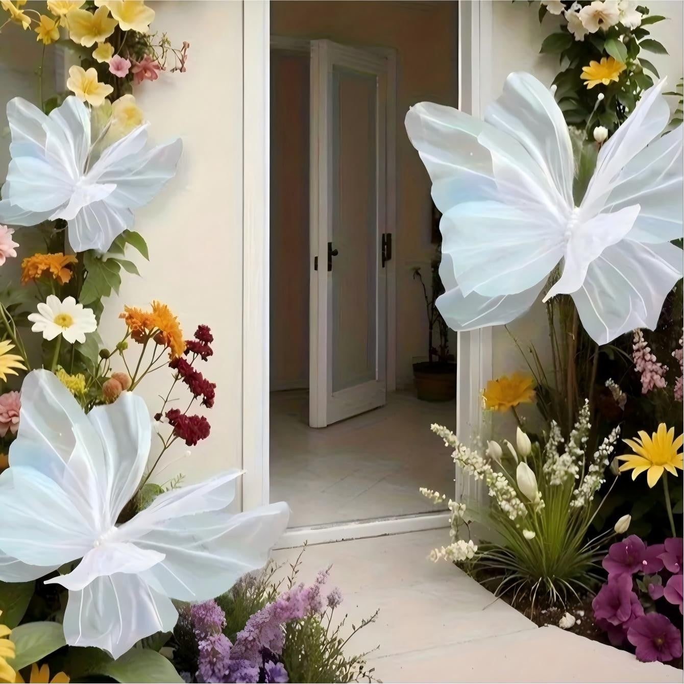 1/2/4pcs 50cm 3D Gradient Silk Butterfly,Wavy Petal Edge,Glitter Org Layered,for Wedding/Party/Photo Gift