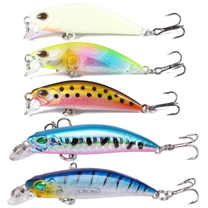 Kit de Iscas Artificiais 5 Peças: Minnow Afundante, Truta, Isca Artificial, Crankbait, Anzol para Baixo, Wobbler, Caixa de Equipamentos de Pesca, Jerkbait Flutuante