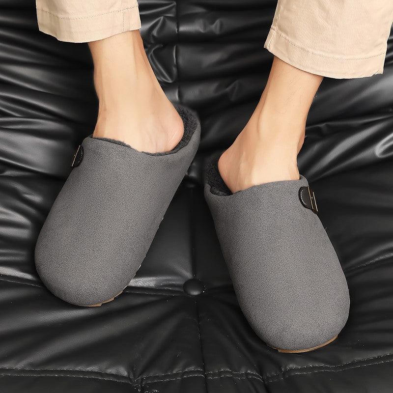 2025 New Unisex Winter Home Slippers Fashion Buckle Design Warm Fleece Lined Non - Slip Indoor Comfort Slippers New Arrival