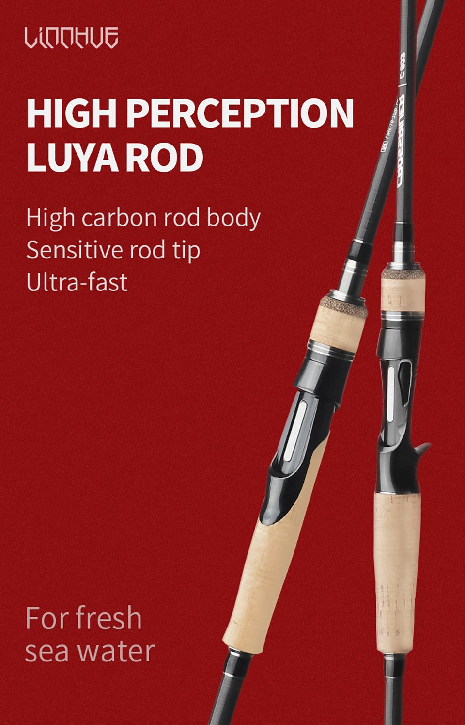 Vara de Pesca LINNHUE TS Fuji Guide Lure Rod 1.68-2.7m 2/3 Seções Fibra de Carbono Leve Vara de Spinning Vara de Baitcasting Haste de Presente Capa de Vara
