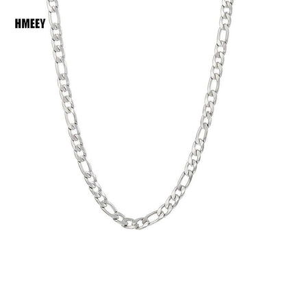 Colar Masculino de Aço Inoxidável Elo Corrente Figaro para Mulheres de Alta Qualidade Choker Impermeável Acessórios de Joias Cor Prata Presente