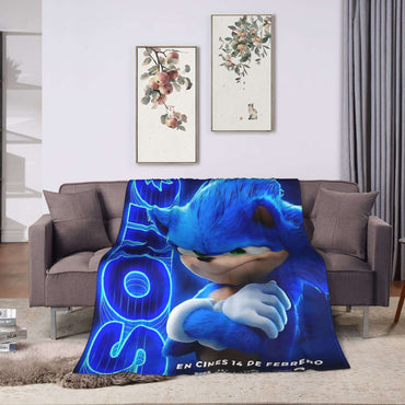 Blanket  Soft Pattern Plush Throw Blanket S-Sonic Retro Game Cartoon  For Outdoor Decorative Flannel Bedspread Bed Cover