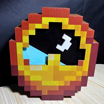 Cartoon Pixel Style Clock Wall or Table 12/24 Hours Timer 3D Printed with Stand Hook Desktop Ornament Home Decor Creative Gifts