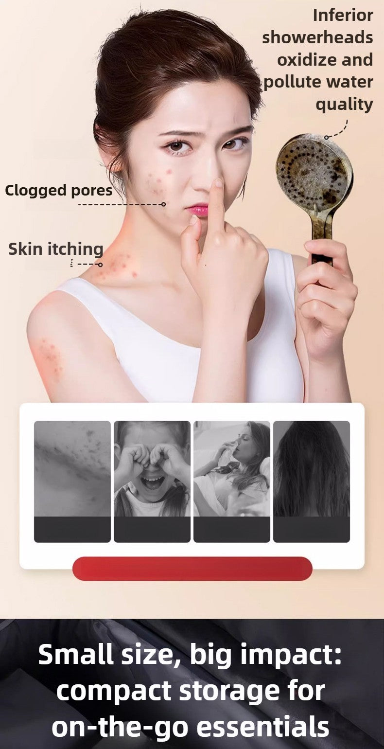 Pressurized Filter Shower Head Water Purifying and Antibacterial Nozzle Portable Shower Head for Traveling Business Trips Hotel