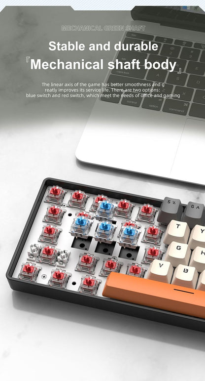 Teclado Mecânico RGB de 61 Teclas com Fio K61 Mini Teclado Portátil 60% Preto, Branco, Switches Vermelho/Azul para Jogos/Trabalho