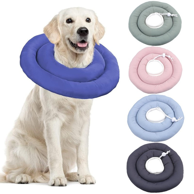 Colar Elizabetano Ajustável Para Cães Com Cordão Protetor De Pescoço Colar Donut Impermeável Evita Mordidas e Arranhões