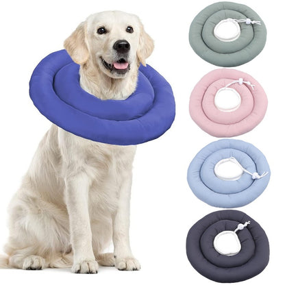 Colar Elizabetano Ajustável Para Cães Com Cordão Protetor De Pescoço Colar Donut Impermeável Evita Mordidas e Arranhões