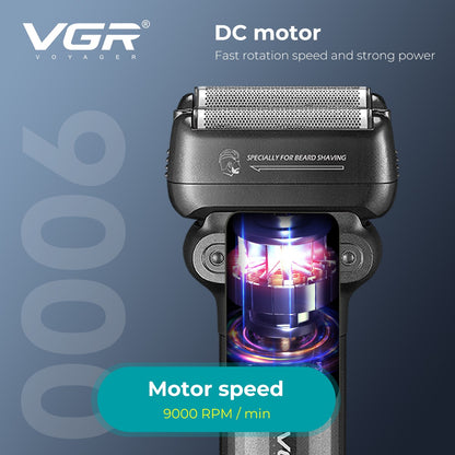 VGR Shaver Professional Beard Trimmer Waterproof Razor 9000 RPM Electric Shaving Machine Reciprocating LED Shaver for Men V-368