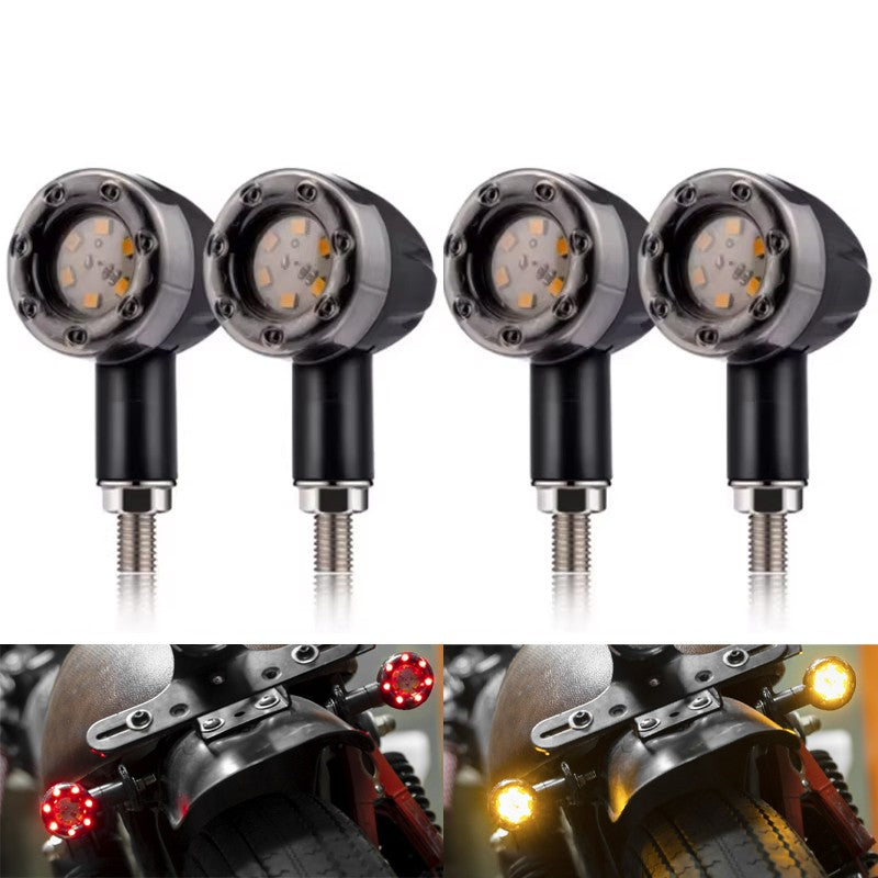 LED Motorcycle Bullet Taillight Motorcycle Turn Signal Brake Lamp Daytime Running Light Plastic Motorbike Refit Accessories