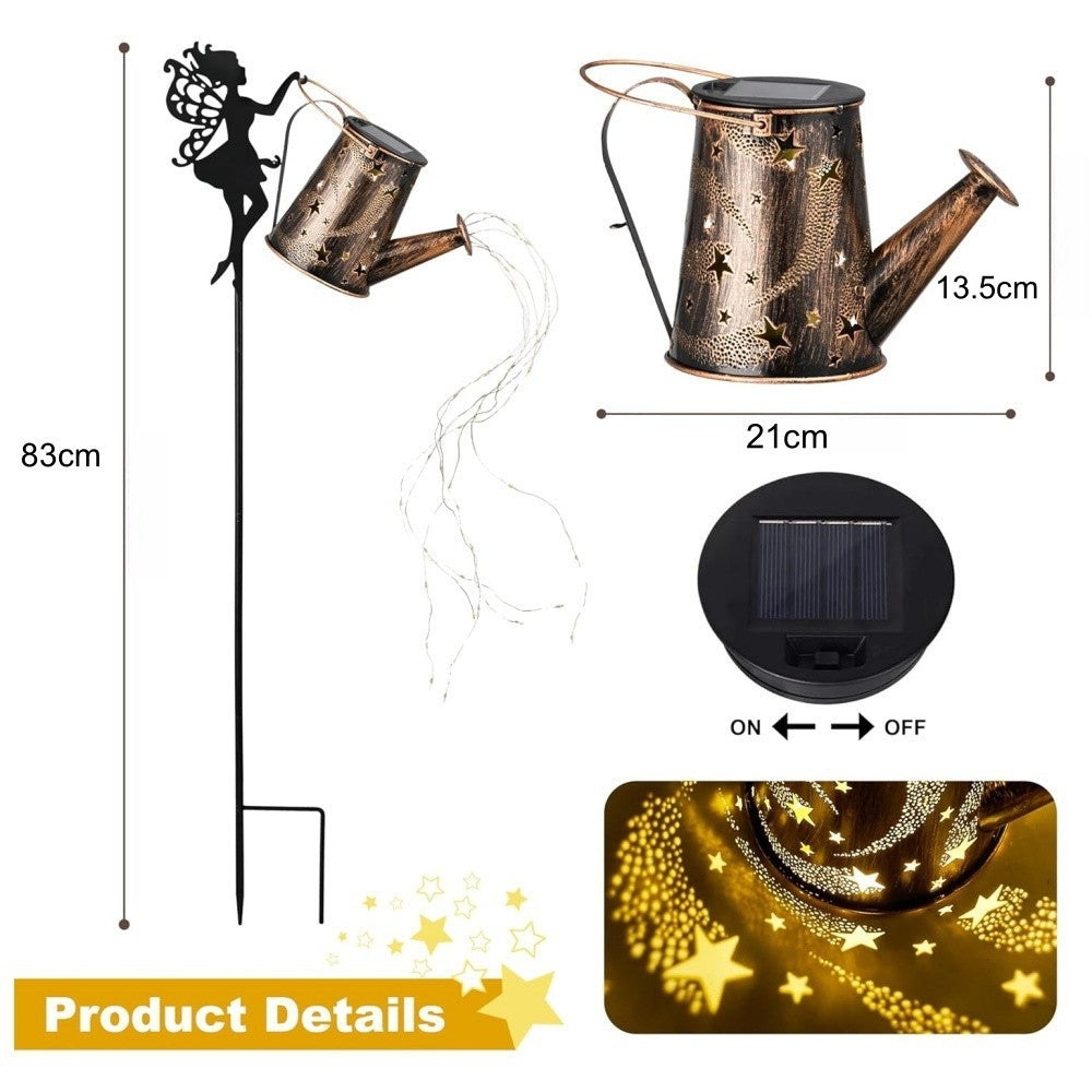 Solar Lights Outdoor Solar Watering Can Light Solar Garden Lights Waterproof Metal Hanging Lantern Fairy Garden Decor Outside