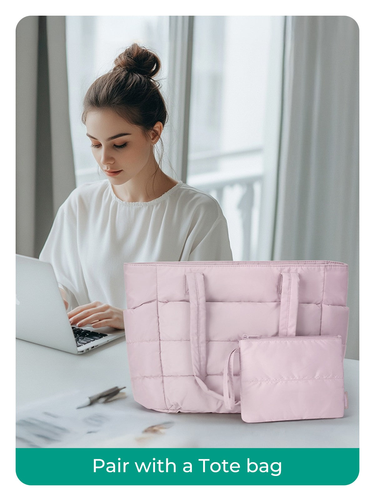 BAGSMART Women's Tote Bag Simple Travel Bag Casual Commuting Messenger Handbag Student College Shoulder Bag