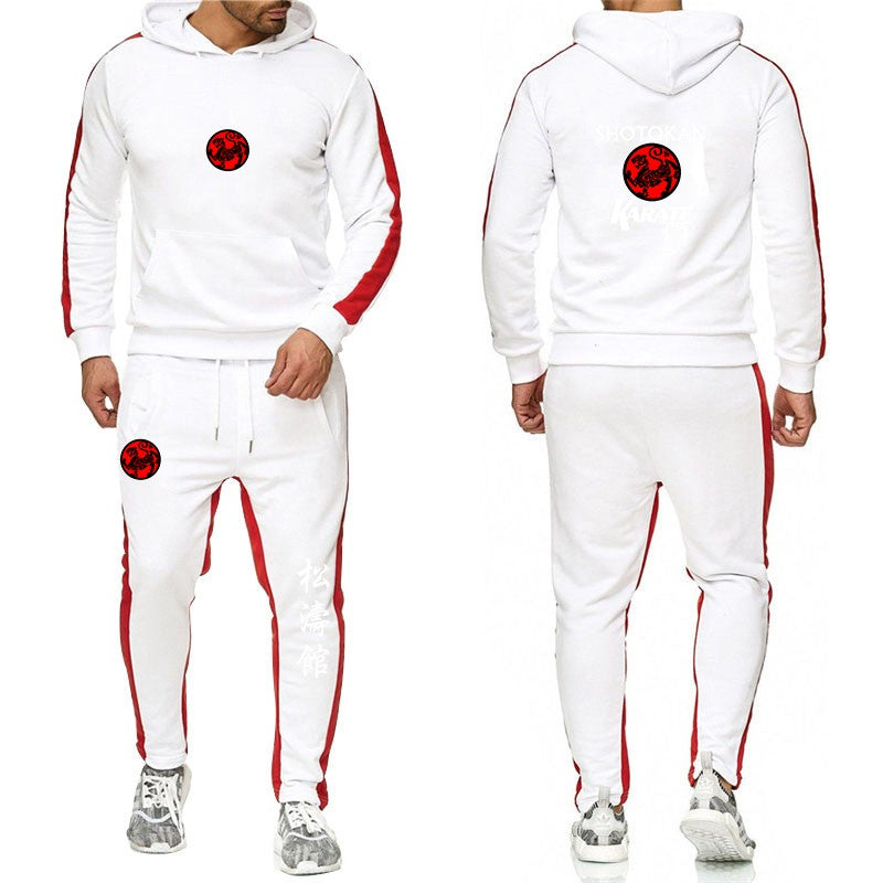 Shotokan Karate 2022 Men's New Solid Color Hooded Sweatshirts Fashion Pullover Top+Sweatpants Casual Jogging Fitness Sports Suit