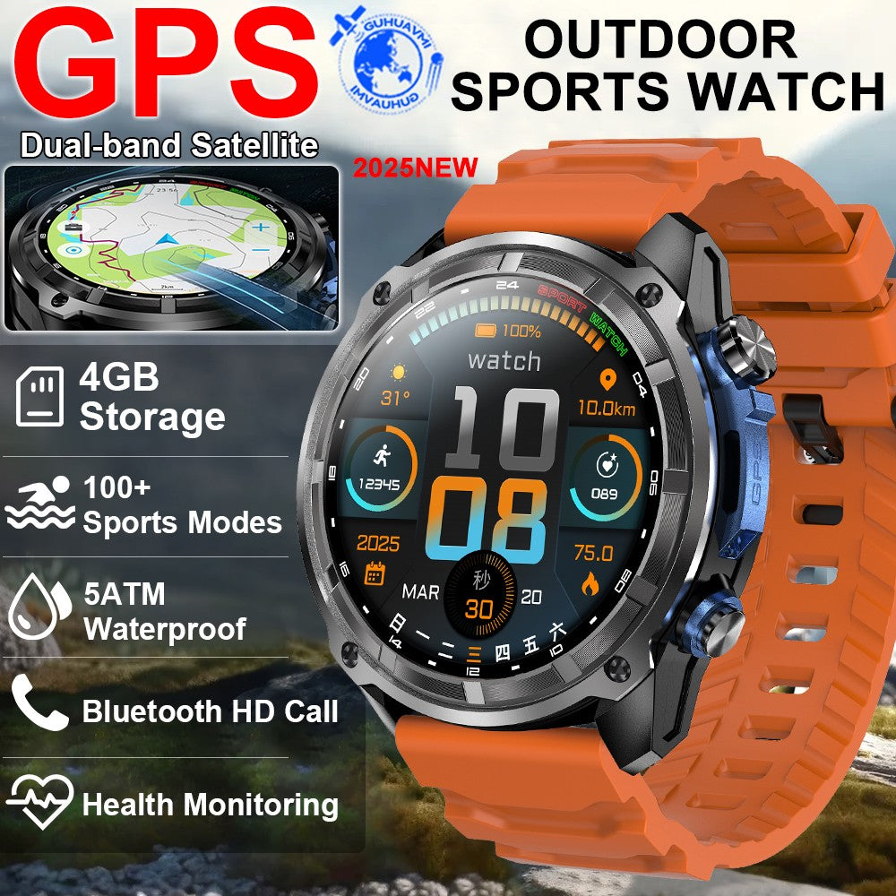 2025 Novo Smartwatch T-Rex Tático GPS Integrado Mapa Offline 4GB Memória 5ATM IP69K Natação À Prova D'Água Masculino Smart Bracelete Militar