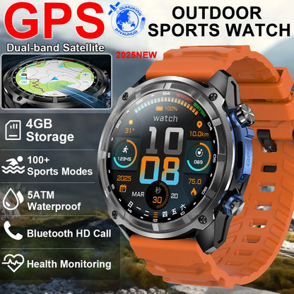 2025 Novo Smartwatch T-Rex Tático GPS Integrado Mapa Offline 4GB Memória 5ATM IP69K Natação À Prova D'Água Masculino Smart Bracelete Militar