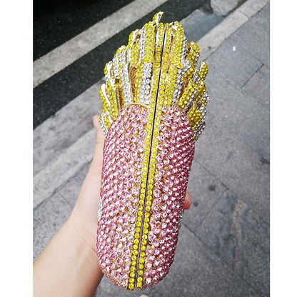 Chips Diamond Women Clutches Bags Lady Evening Clutch Bags Dinner Purse Party Handbag Crystal Evening Pink Yellow Bag SC798