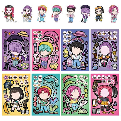 16PCS Cute Make a Face Stickers DIY Handicrafts Waterproof Puzzle Reward K-POP Stationery Stickersk Party Favors Gift