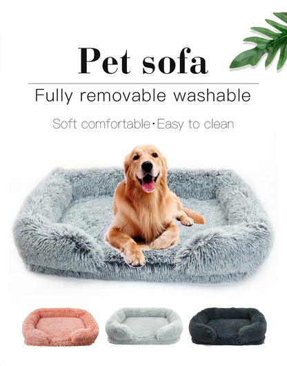 Cama ortopédica espessa para cães grandes - esponja em caixa de ovo, capa de pelúcia fácil de remover e lavar, móveis duráveis para animais de estimação,