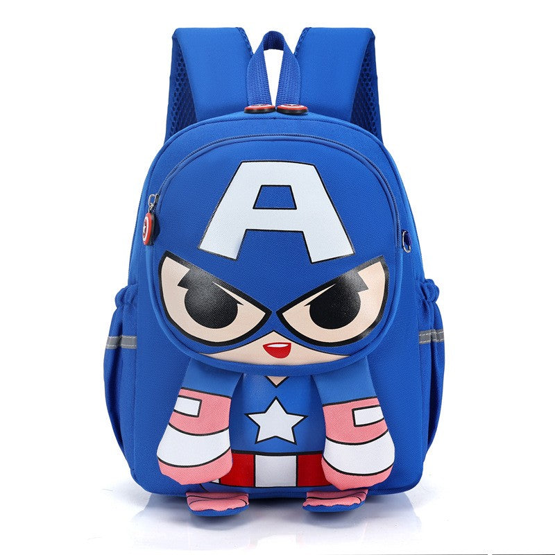 Mochila Infantil Escolar de Capitão América Homem Aranha Homem de Ferro Fofa Desenho Animado para Meninos Leve para Jardim de Infância