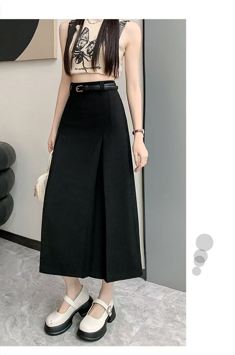 plus Size Suit Skirt Women Summer New Elastic High Waist Slim A-Line Skirt Belly Cover Pleated Skirt Korean Sle Casual Wear