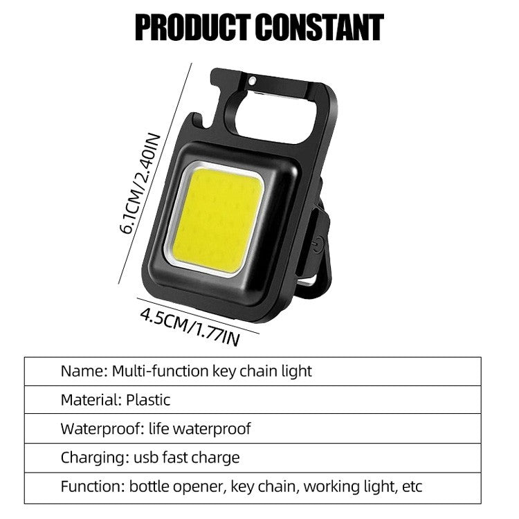 Mini LED Flashlight Keychain Multifunctional Portable COB Camping Lamps USB Charging Work Lights Outdoor Pocket Lamp With Magnet