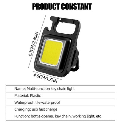Mini LED Flashlight Keychain Multifunctional Portable COB Camping Lamps USB Charging Work Lights Outdoor Pocket Lamp With Magnet