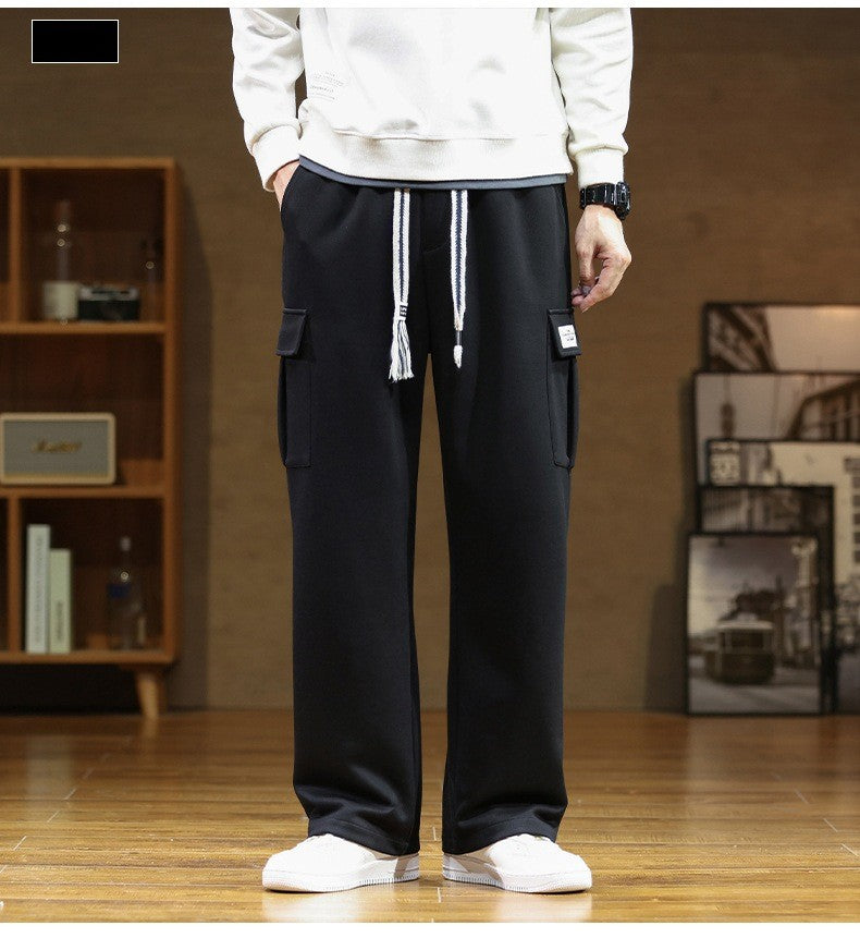 2024 New in Wide Leg Pants Men Autumn Straight Elastic Waist Baggy Cargo Trouser Male Relaxed Streetwear Sweatpant Plus Size Big