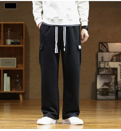 2024 New in Wide Leg Pants Men Autumn Straight Elastic Waist Baggy Cargo Trouser Male Relaxed Streetwear Sweatpant Plus Size Big