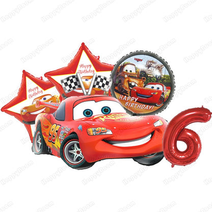 Cartoon Lightning Car Theme Foil Balloons Set Number 1-9 Balloon Cartoon Car Happy Birthday Party Decoration Supplies Party Prop