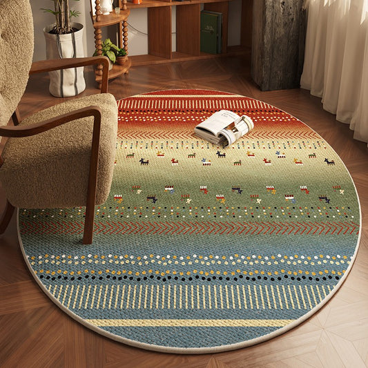 VIKAMA American Haute Sense Of Vintage Round Loop Pile Living Room Carpet Bedroom Chair Cushion Bedside Rug Home Decoration