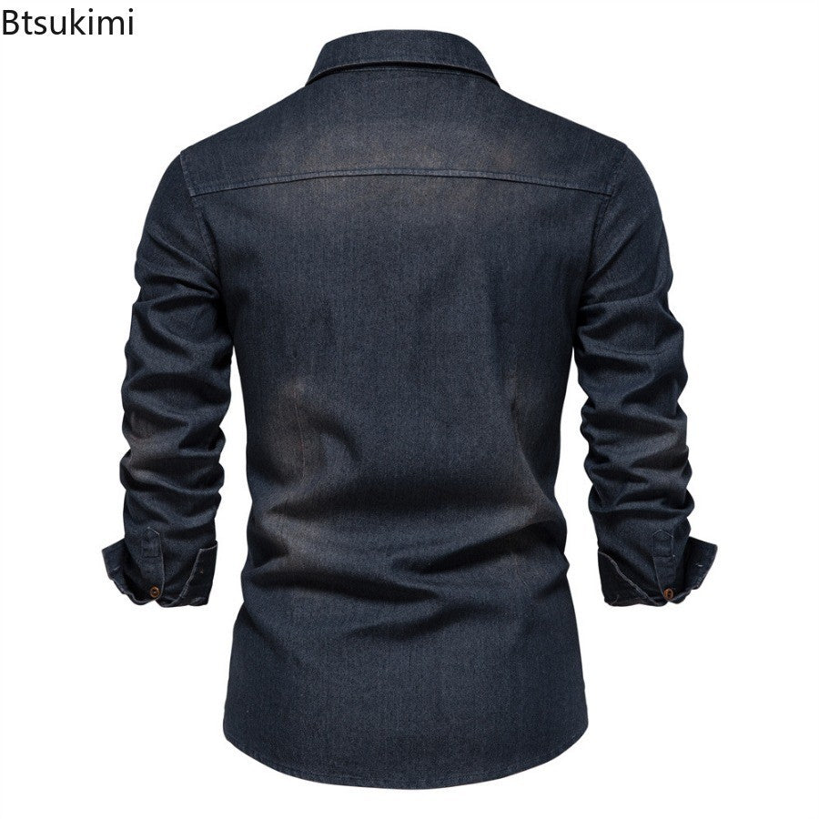 Spring Autumn New Men's Denim Shirts Fashion Casual Long Sleeve High Quality Cotton Shirt Jackets Vintage Slim Male Jean Shirts