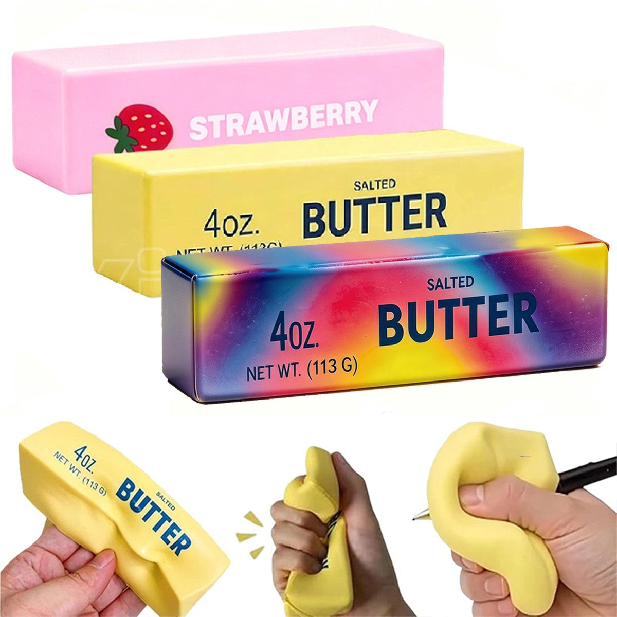 1~4Pcs Soft Squishy Butter Stick Fidget Toy Stress Relief Slow Rising Squeeze Toy for Anxiety Relief Decompression Party Gifts