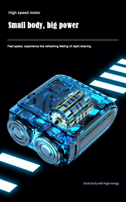 Mini Shaver On-The-Go, Portable Electric Shaver for Men, Dry Shave, USB-C?IPX7 Waterproof Easy Cleaning, Battery Indicator