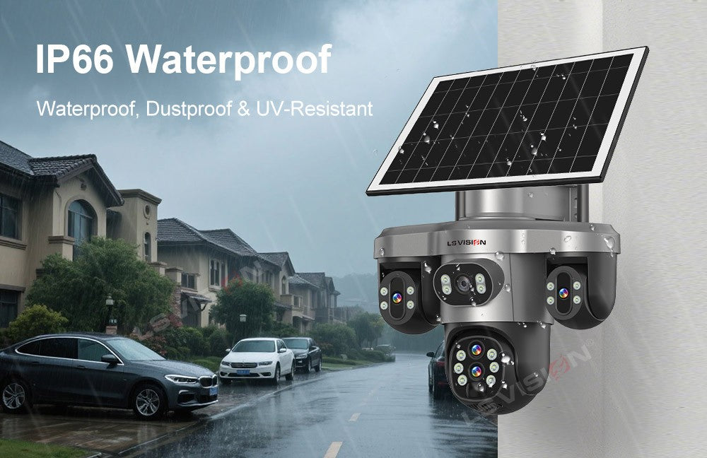 LS VISION 20MP 10X Optical Zoom Three PTZ Lens Solar Camera Outdoor WiFi/4G Three Screen Auto Tracking Security Cameras V380 Pro
