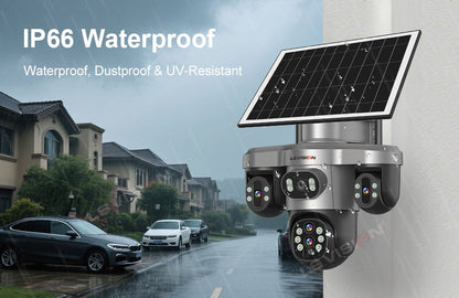 LS VISION 20MP 10X Optical Zoom Three PTZ Lens Solar Camera Outdoor WiFi/4G Three Screen Auto Tracking Security Cameras V380 Pro