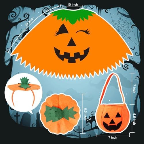 Halloween Party Adult Pumpkin unisex Costume Cloak Pumpkin Shawl Pumpkin Hat Headband Set Holiday Dress Up Cosplay