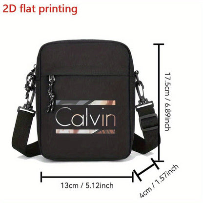 Calvin Men's Oxford Crossbody Bag, Stylish Black Travel Shoulder Bag with Adjustable Strap, Multi-Pocket Design
