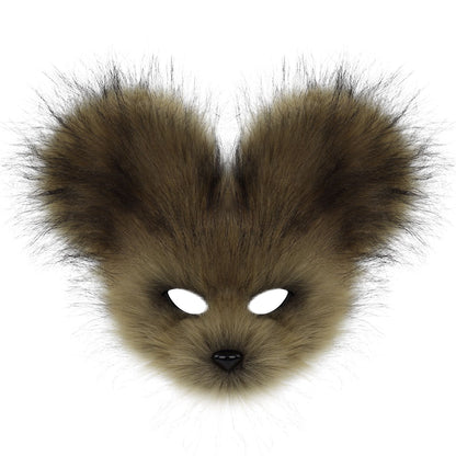 Faux Fur Animal Mouse Mask Plush Half Face for Masquerade Carnival Party Costume Accessories