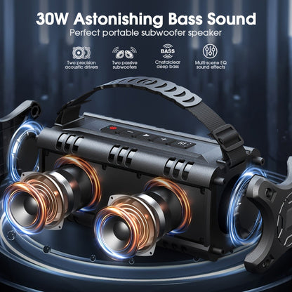 Caixa de Som Bluetooth Portátil W-King D8mini, 30W, Bateria de 5000 mAh, À Prova D'Água, 24 Horas de Bateria, Verde