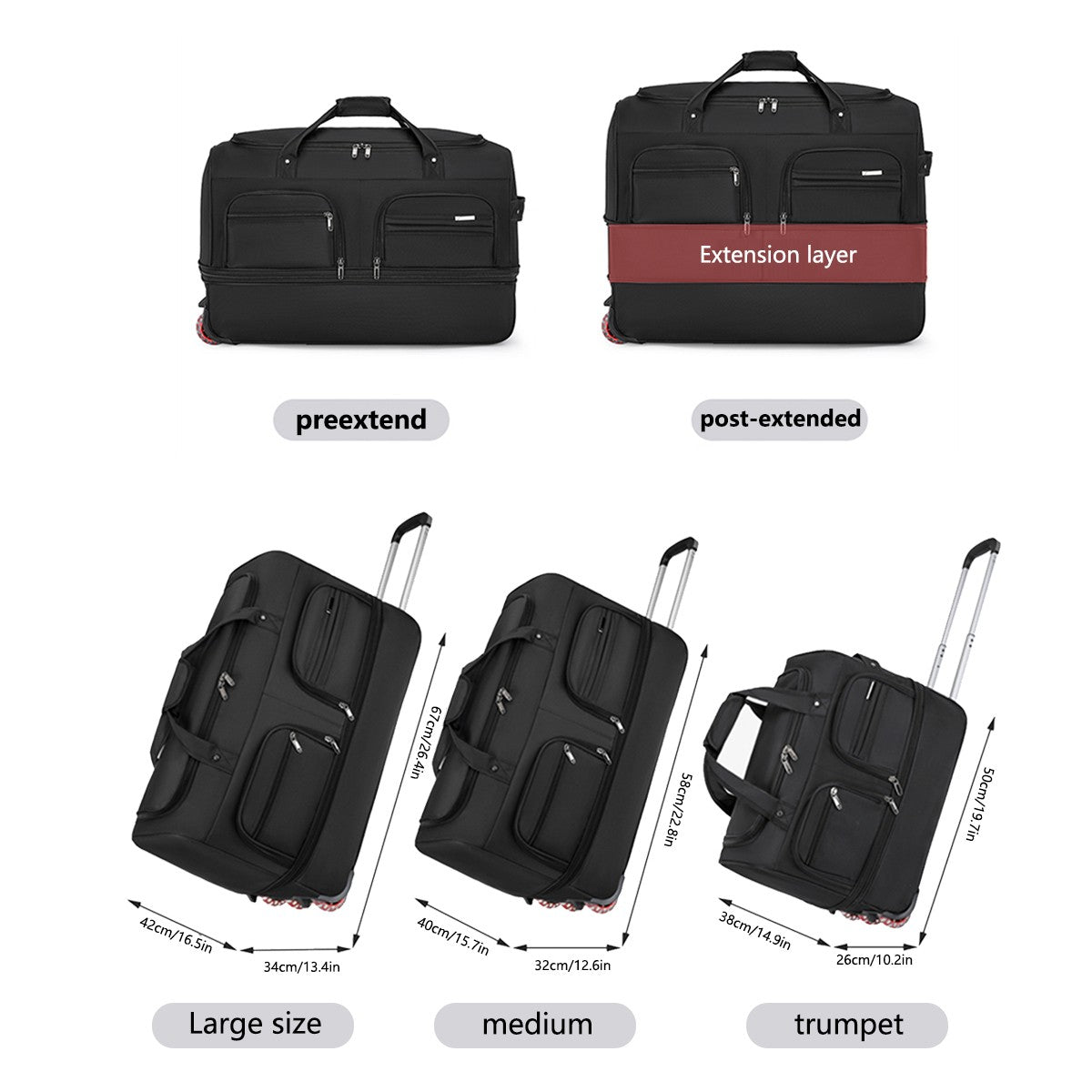 2025 Nova Moda Bolsa de Viagem Feminina Grande Capacidade Masculina Esporte Bolsa de Viagem Impermeável Bolsa com Rodas e Alça Bolsa de Viagem Sacola
