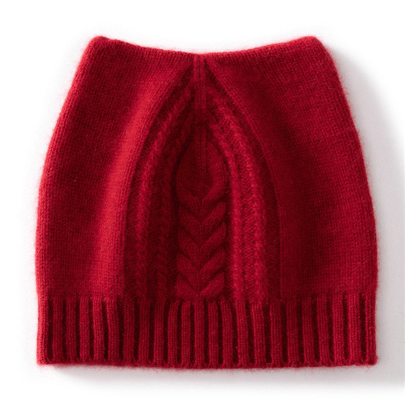 Autumn Winter Cute Hat Knitted 100% Cashmere Wool Hat Cat Ears Thickened Warm Ear Protection Knitted Beanie