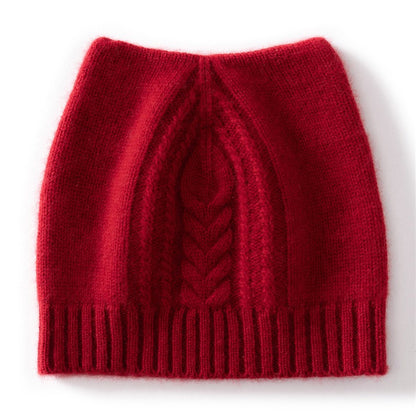 Autumn Winter Cute Hat Knitted 100% Cashmere Wool Hat Cat Ears Thickened Warm Ear Protection Knitted Beanie