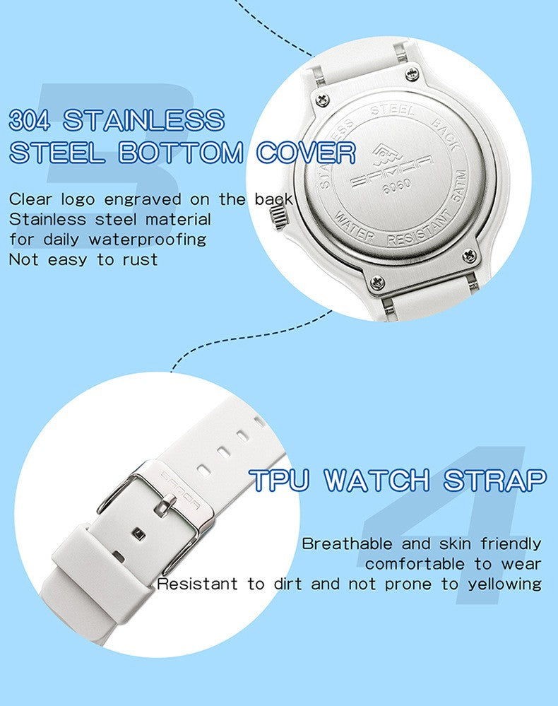 SANDA 9072 Student Quartz Watch Simple Light Fashion Resistant Outdoor Sport Wristwatch for Boy and Girl Best Gift