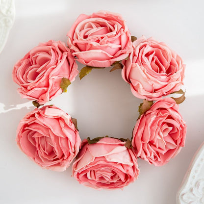 Artificial Flower Burned Edge Rose Wedding Bridal Bouquet Decor Home Outdoor Garden Festival Party Wreath Diy Ins Gift Scrapbook