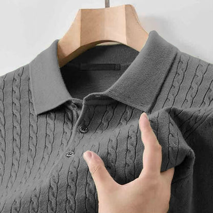 Animal Game Autumn Mens Casual Polo Sweater V Neck Lapel Knit Button Shirts Ribbed Dress Pullover Sweaters Outerwear Cold Blouse