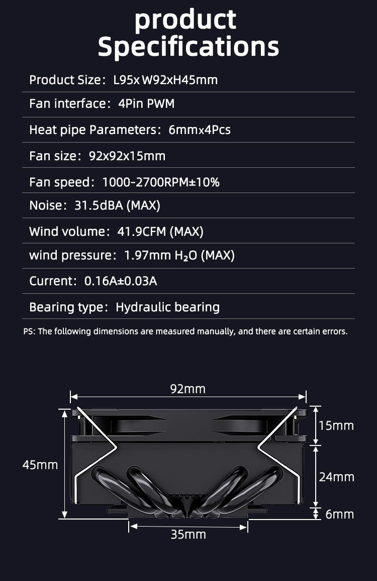 TEUCER UT45 Series CPU Cooler 45mm ITX Case Air Cooling Radiator with UT12015 FDB Fan for AM5 AM4 and LGA1700 1200 2011 for X99