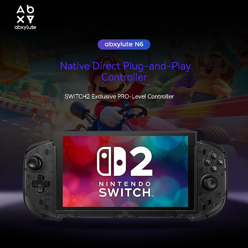 Ergonomic Abxylute N6 Direct?Attach Game Grip Controller Vibration Motion Detect for Switch 2 Handheld Gaming for Keen Gamers