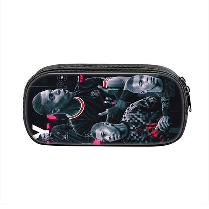 M-Mbappe Conjunto de 3 Peças Bolsa Escolar Mochila Esportiva de Futebol com Bolsas de Ombro Estojo para Canetas Mochila Escolar Jogador Estrela para Melhor Presente