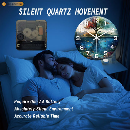 Tree of Life with Underwater Scene Wall Clock, Nature Harmony Theme Decor, Silent Quartz Movement Decorative Timepiece